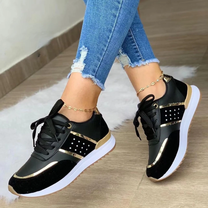 Leather Patchwork Casual Running Vulcanized Shoes 2