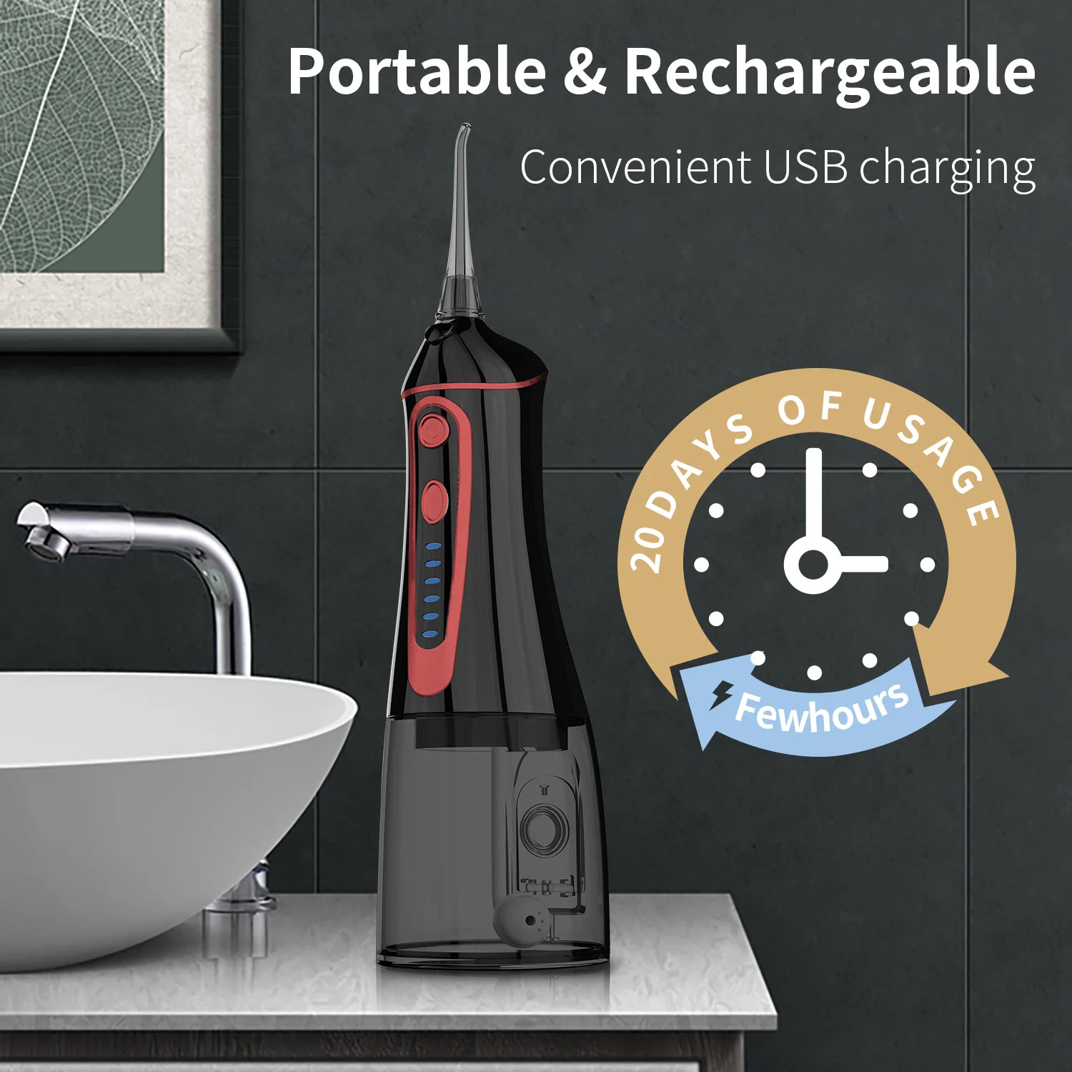 300ML Water Tank Waterproof Teeth Cleaner Oral Irrigator USB Rechargeable Water Flosser Portable Dental Water Jet enlarge