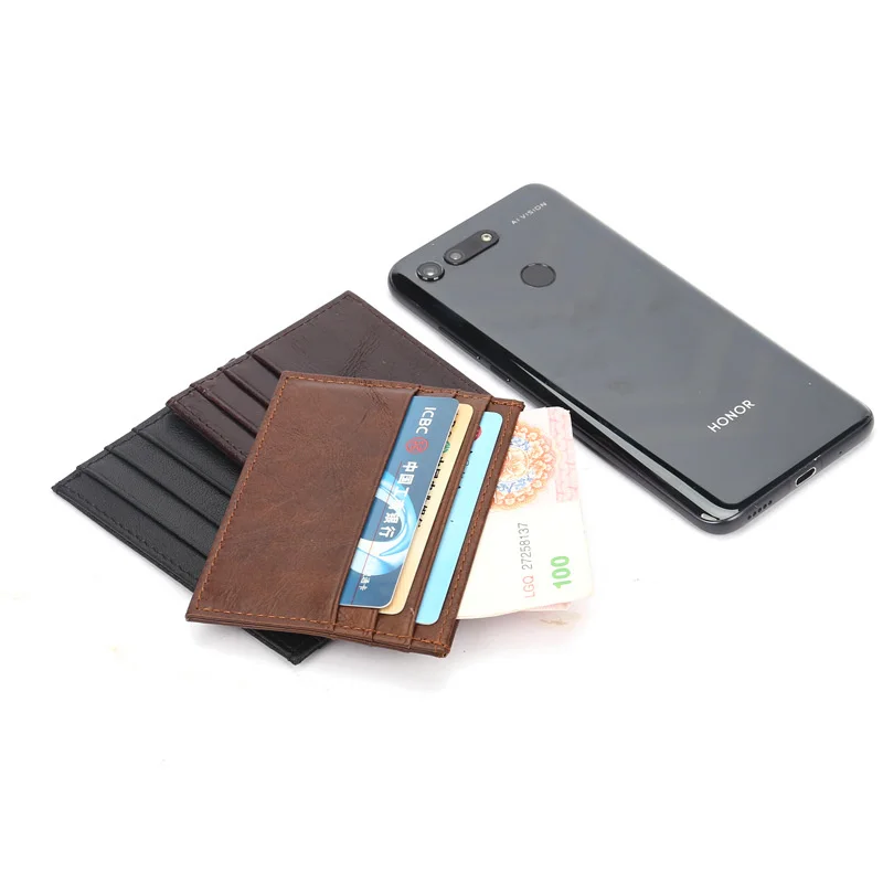 Vintage Cow Leather Credit Card Holder Driving License Bag Coin Purse Short Wallet Bank Card Cover Ultra-thin Small Card Case