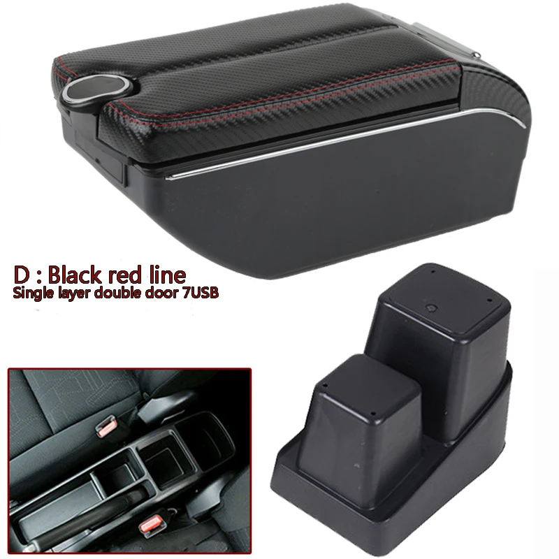 

For Honda Fit Jazz 3rd generation armrest box central Store content Storage box with cup holder ashtray USB interface 2014-2017