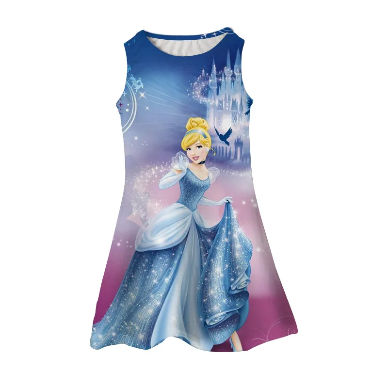 

3D Disney Print Skirt for Girls,Female Child Dress, Belle Princess Children's Dress for Girl 3 to 14Years,CharmingTeenage Dress