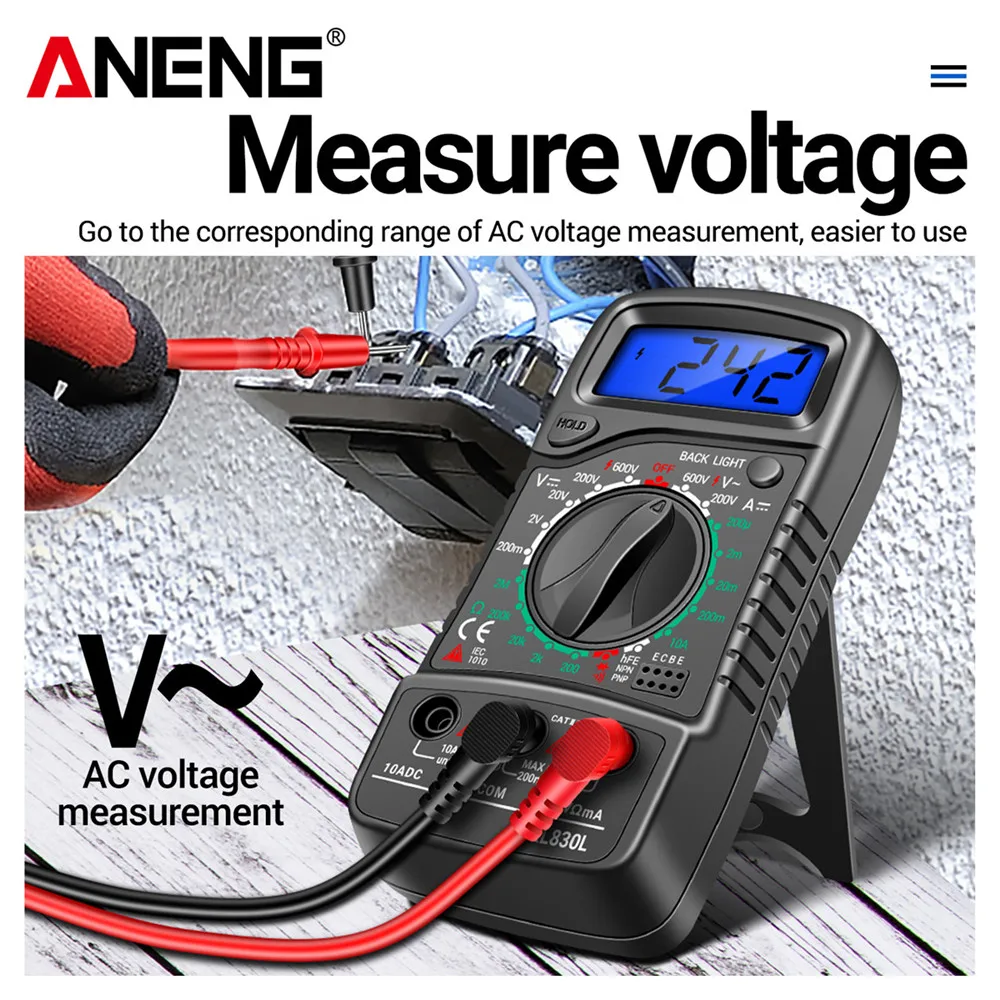 

ANENG XL830L Digital Multimeter Electric LCD Voltmeter Ammeter AC DC Voltage Tester OHM Tester Electrician Profissional Tools