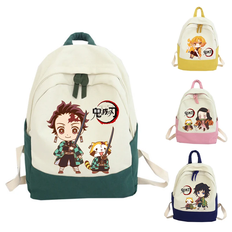 

Demon Slayer Backpack Anime Manga Nezuko Tanjirou Kimetsu No Yaiba Cartoon Kawaii Student School Bags Travel knapsack kids gift