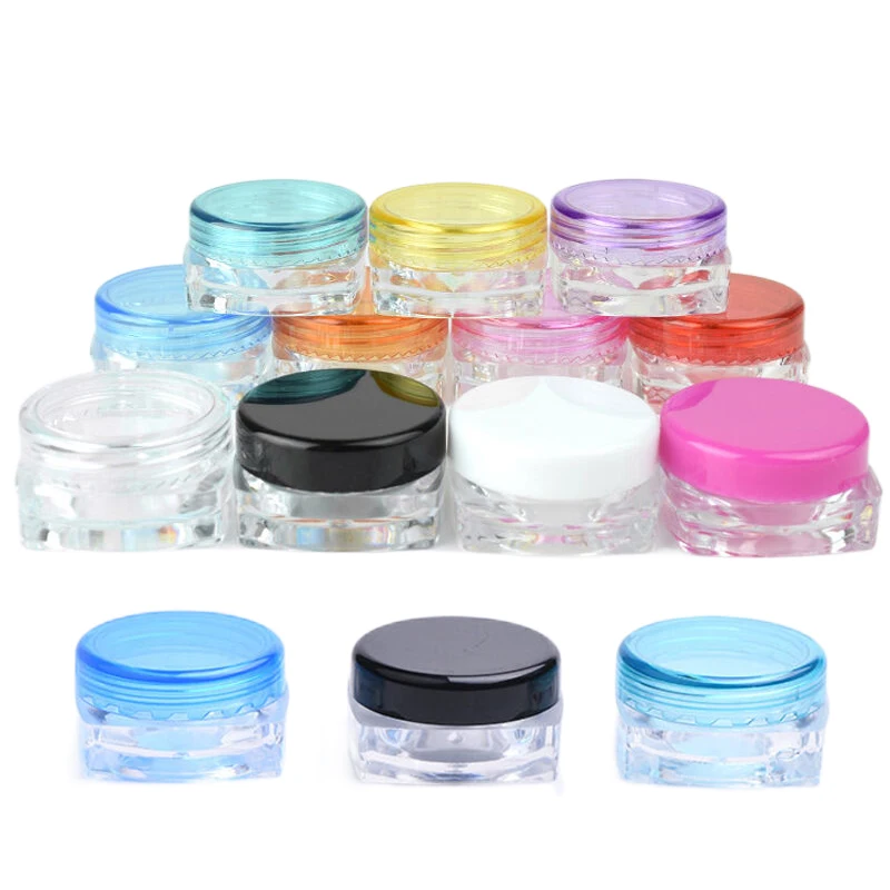 30Pcs 3g-5g Square Cosmetic Jars Sample Pots Travel Plastic 