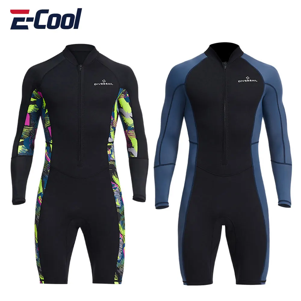 

Men's Neoprene UV-proof Wetsuit Short Front Zip Long Sleeves Diving Suit for Underwater Snorkeling Swimming Surfing 1.5mm