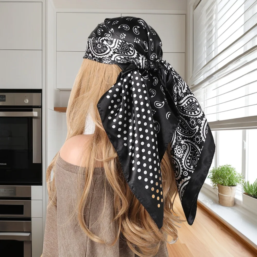 90*90 см квадратный ретро шелковый шарф с узором пейсли женский открытый пляжный