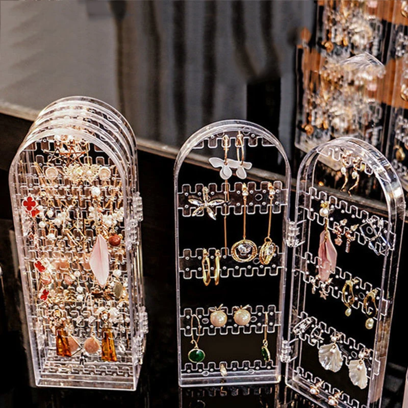 Пластиковая прозрачная витрина для сережек-гвоздиков складная сережек и
