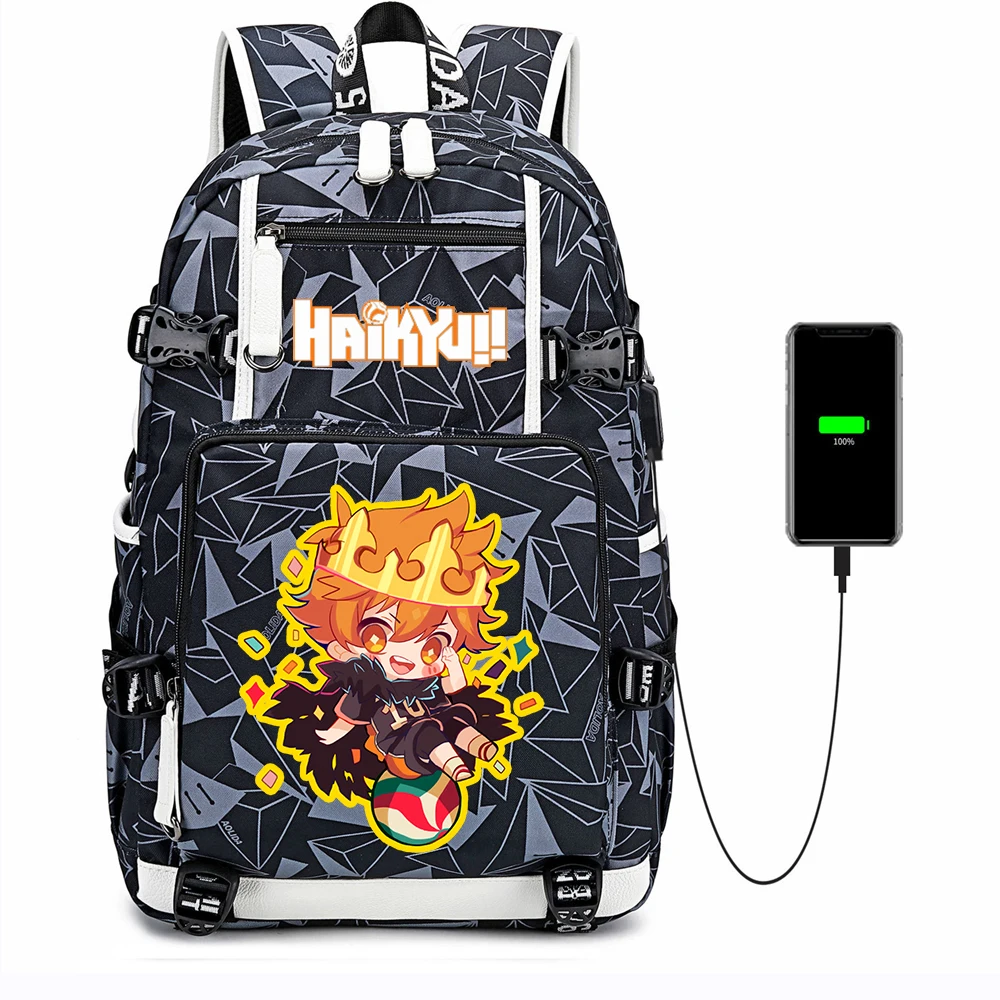 

Anime Haikyuu!! USB Backpack Student Cartoon Bookbag High Capacity Packsack Teenager Knapsack Print Knapsack Travel Laptop Bag