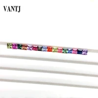 VANTJ 100% Natural Multicolor Sapphire Loose Gemstone Princess Cut 2.9-3mm 16Pcs 2.7ct for Silver Gold Ring Mounting Diy Jewelry