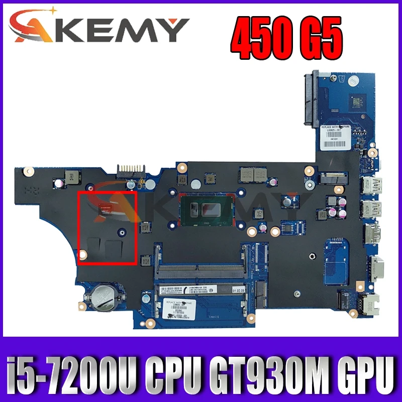 

Материнская плата для ноутбука HP Probook 450 G5, DA0X8CMB6E0, стандартная материнская плата i5-7200U, процессор GT930M GPU 100%, Протестировано, ОК!