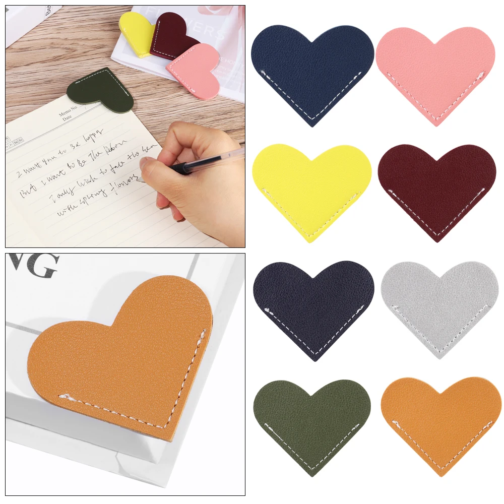 

Bookmark Heart Page Corner Bookworm Cute Accessories Leather Reading 8 Pieces Leather Heart Bookmark Book Marker