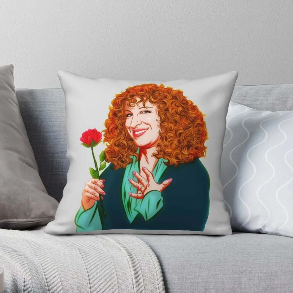 

Bette Midler An Illustration Square Pillowcase Polyester Linen Velvet Creative Zip Decor Pillow Case Home Cushion Cover
