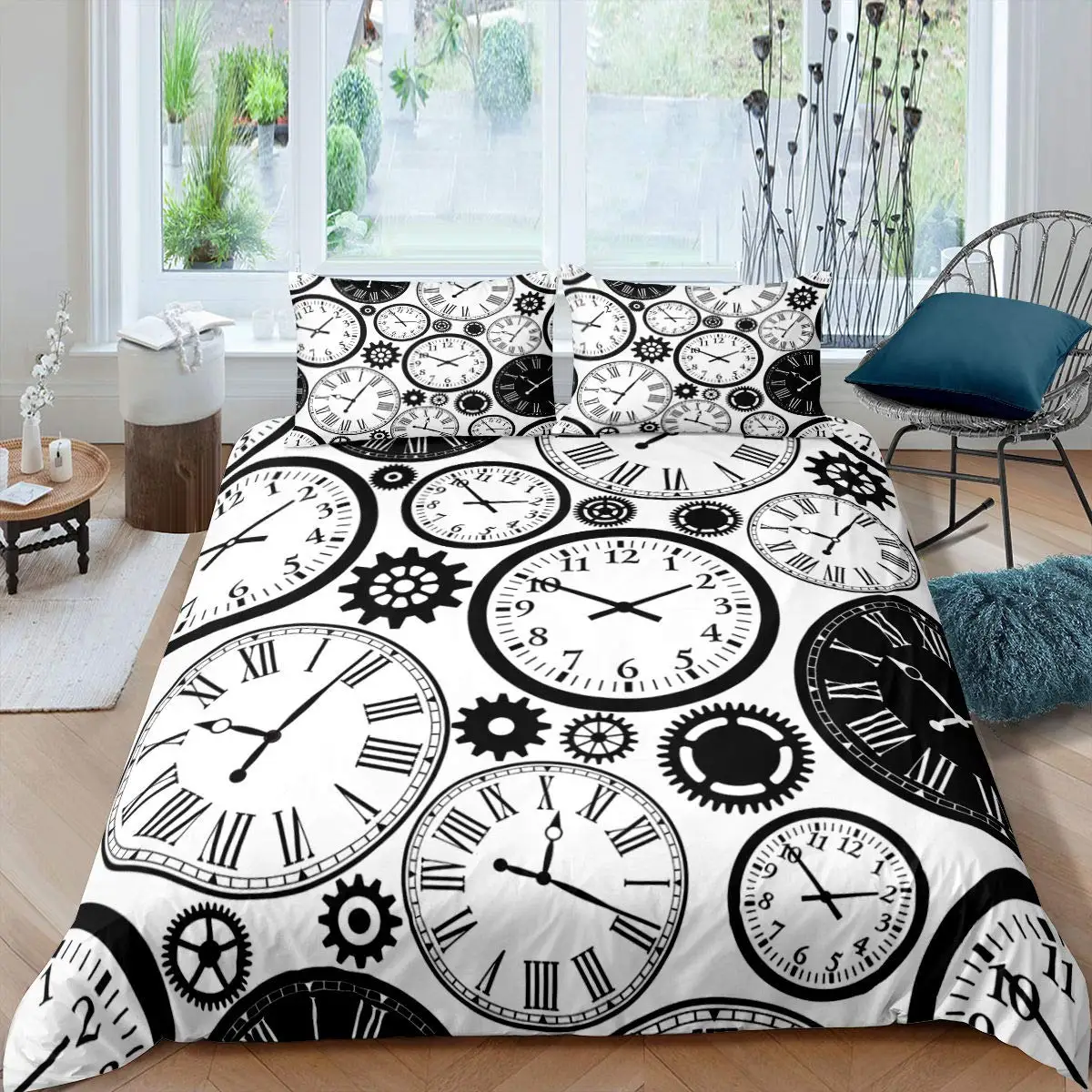 

Ndustrial Gear Steampunk Style Locks Duvet Cover for Boys Men Bedroom Decor Mechanical Device Polyester King Size Quilt Cover