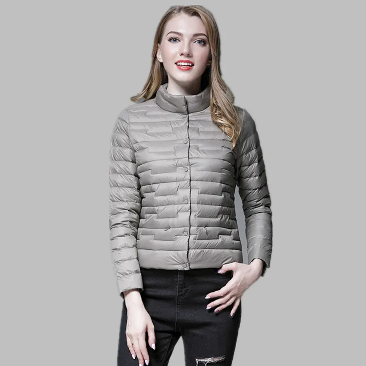 Long Sleeve Turtle Neck Down Coats Autumn Winter Light Thin Down Jacket Women Stand-up Collar Short Korean Style Puffer Jackets