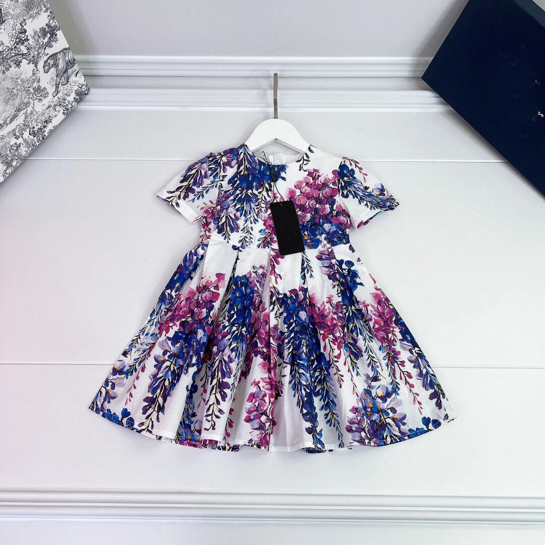 

Vintage Floral Kids Girls Summer Dress 2023 Fashion Chilren's Clothes