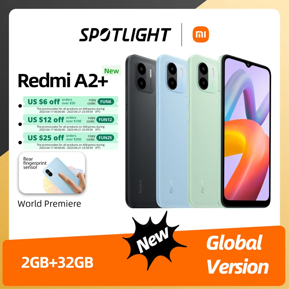 

【World Premiere】Xiaomi Redmi A2+ Global Version 2GB 32GB Smartphone MediaTek Helio G36 8MP AI Camera 6.52" 5000mAh Redmi A2 Plus