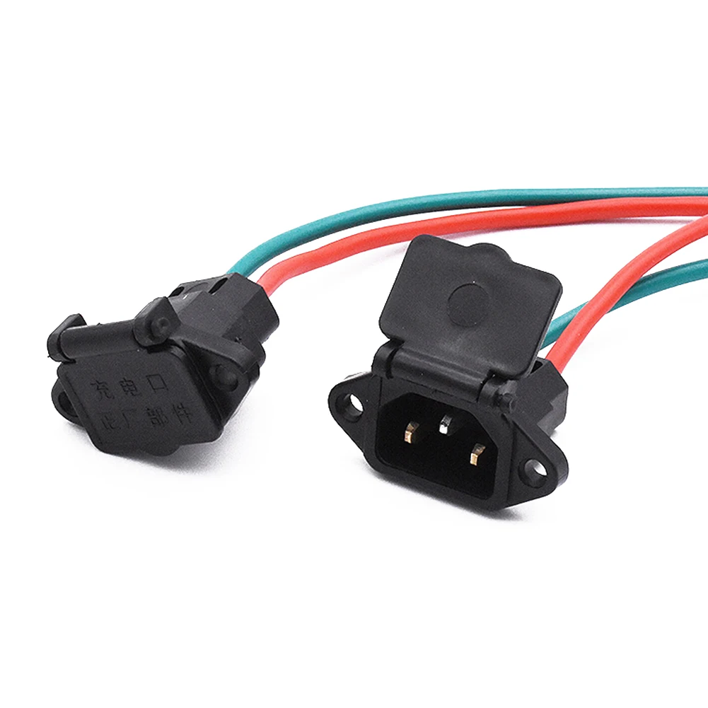 

Electric Scooter Vehicle Charging Three-hole Socket With Wire Cover E-bike Car Plug Cable Wire Connector Auto Accesories