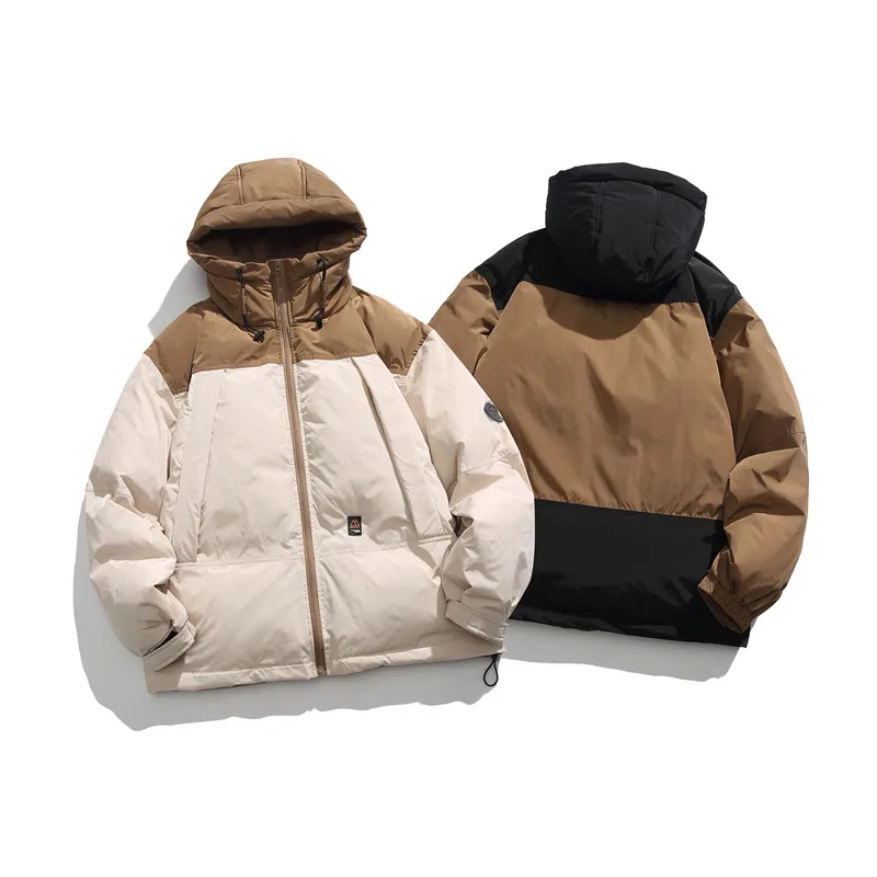 Rainbowtouches New Cityboy Tide Brand Color-blocking Hooded Thickened Warm Tooling Cotton Clothes