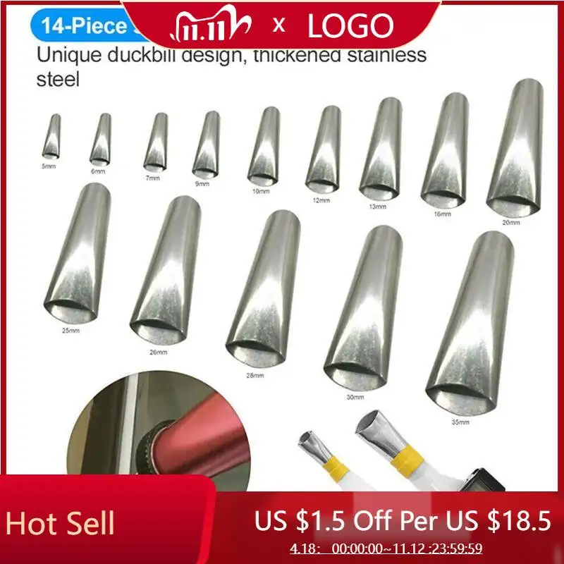 14PCS Stainless Steel Caulk Nozzle Applicator Caulking Finisher Glue Silicone Sealant Finishing Tool Kitchen Bathroom Sink Joint