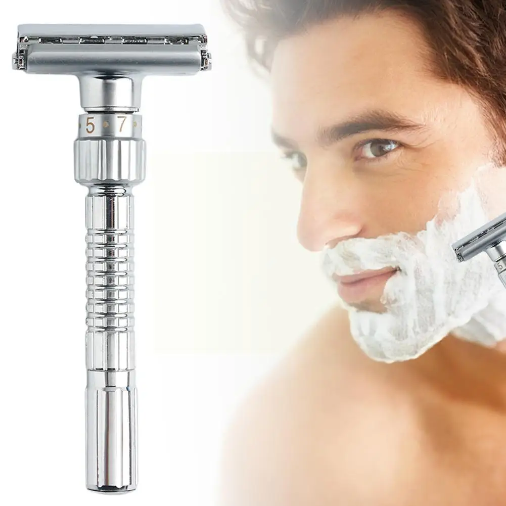 

Wet Shaving Safety Blade Razor Shaver Men's Manual 5 With Shaving Care Double Nine Blades Hair Gear Beard Mens Adjustable E K7D2