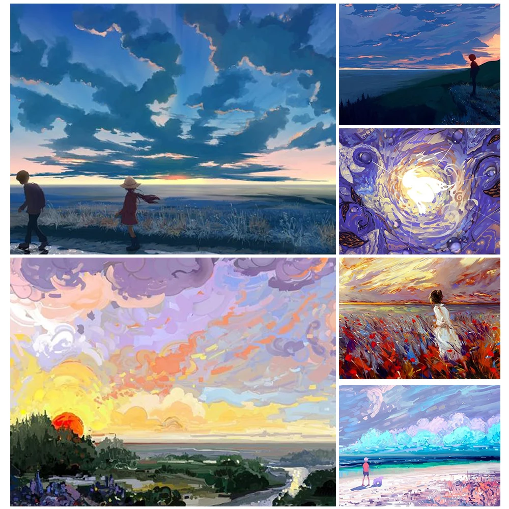 

5D DIY Diamond Painting Landscape Illustration Rhinestone Embroidery Exquisite Mosaic Art Handmade Ornament Gift 30x40cm