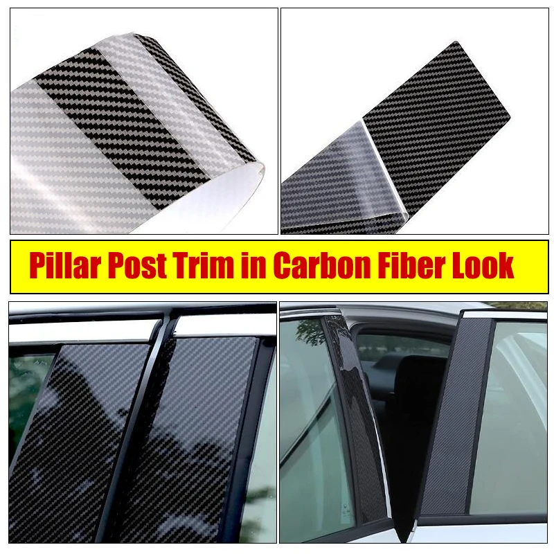 

Car Pillar Posts Door Window Trim Decoration Covers for Toyota Sienna 2021 2022 Carbon Fiber Black Accessories Chromium Styling