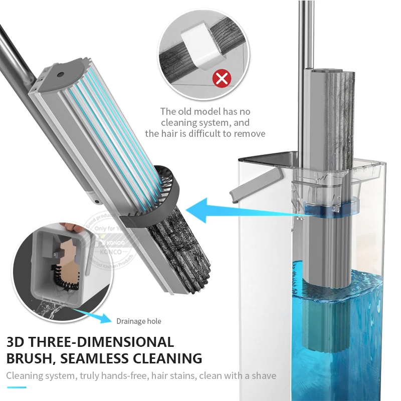 Швабра из абсорбирующей губки с ведром |