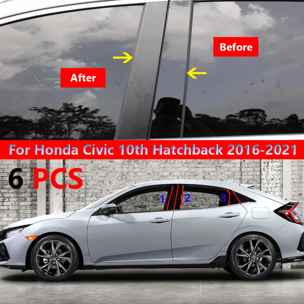 

Для Honda Civic 10 хэтчбека 2016-2021 Автомобильная глянцевая черная дверь центральное окно средняя Колонка PC B C аксессуары для стойки