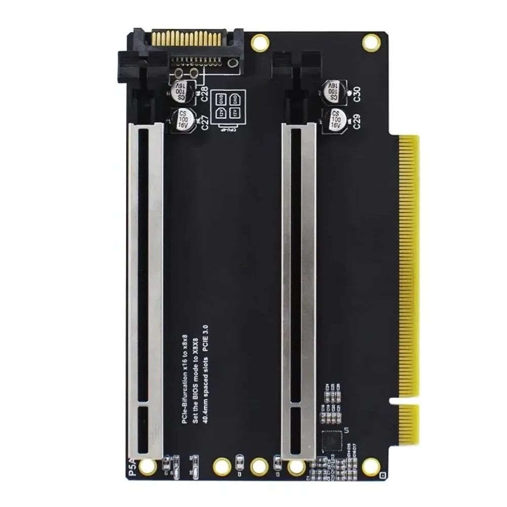 Карта-разветвитель PCIe 3.0 X16 на два порта X8 с питанием SATA для графических процессоров Gen3, SSD и сетевых адаптеров (расширитель) (art.: 3920db94aca93) - 3920db94aca93