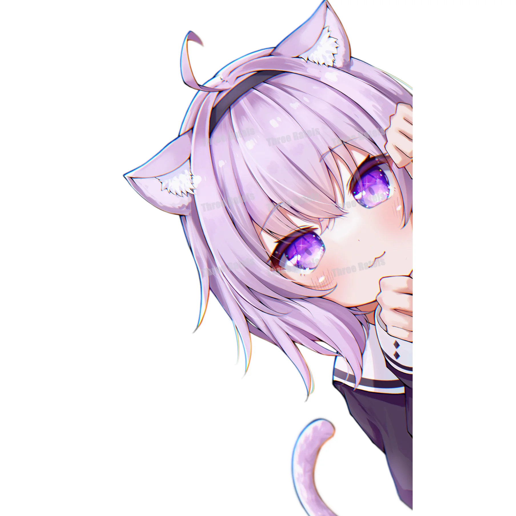 

B915 Cute Nekomata Okayu Hololive Girl Peeker Anime Motorcycle Accessories Helmet Fuel Tank Label Sticker Car Decal