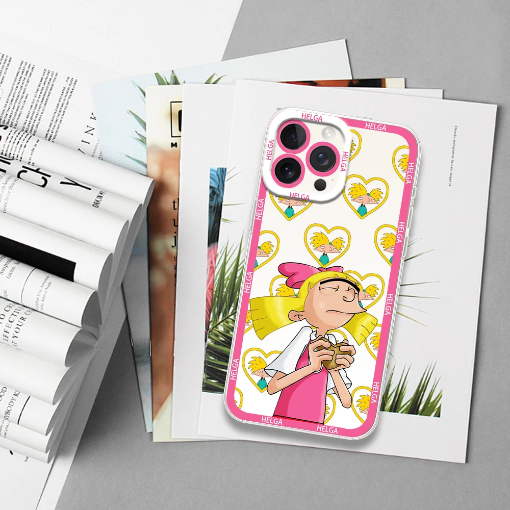 H-Hey Arnold Cartoon Phone Case for iPhone 12 11 13 14 15 16 Max Pro Plus Transparent Cover