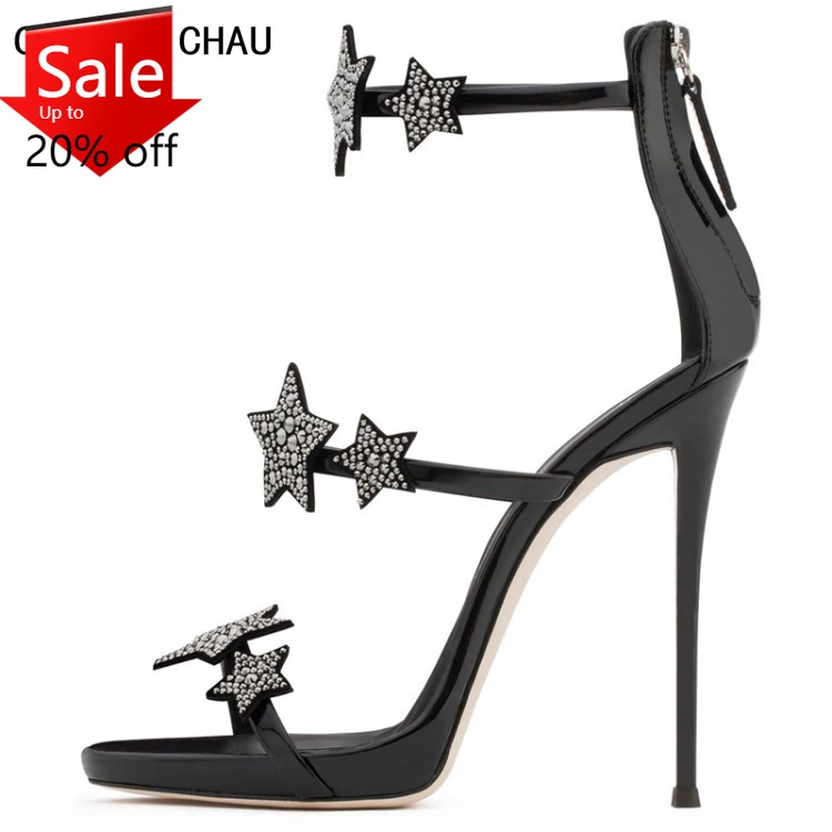 

Luxury Crystal Star Women's Sandal With High Heel Casual Strappy Super Stiletto Heels Summer Elegant Lady Party Sandal 79-CHC-26