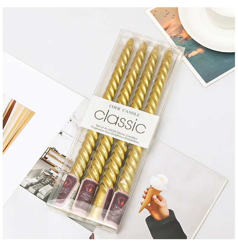 4 шт. разноцветные свечи для подсвечника с резьбой романтические Семейные