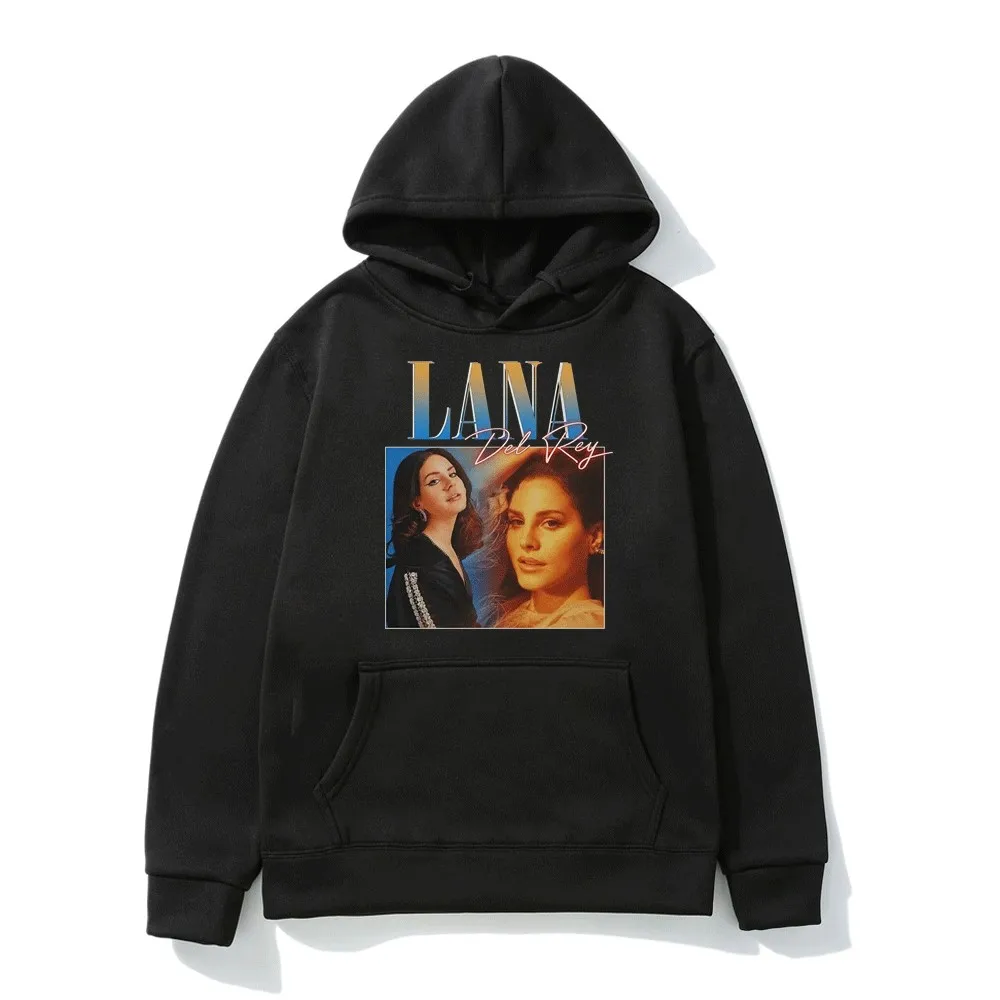 

Sudaderas con capucha de Lana Del Rey para hombres y mujeres, ropa de calle con estampado de cantante de música, sudaderas Vinta