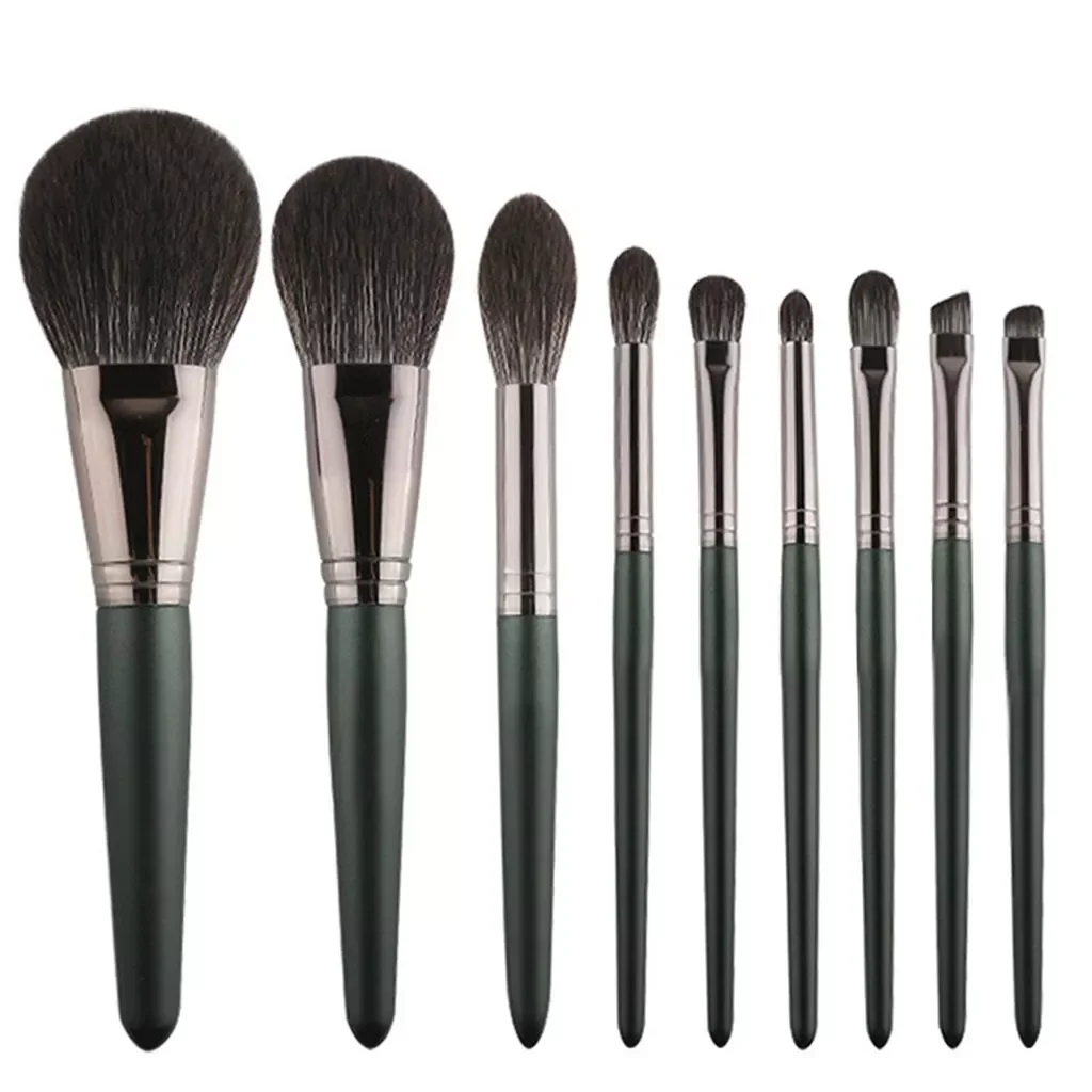 

NEW2023 9 Pcs Makeup brush set professional pincel maquiagem Black Wooden Handle Brown Fiber Hair Makeup Brush Cover D303