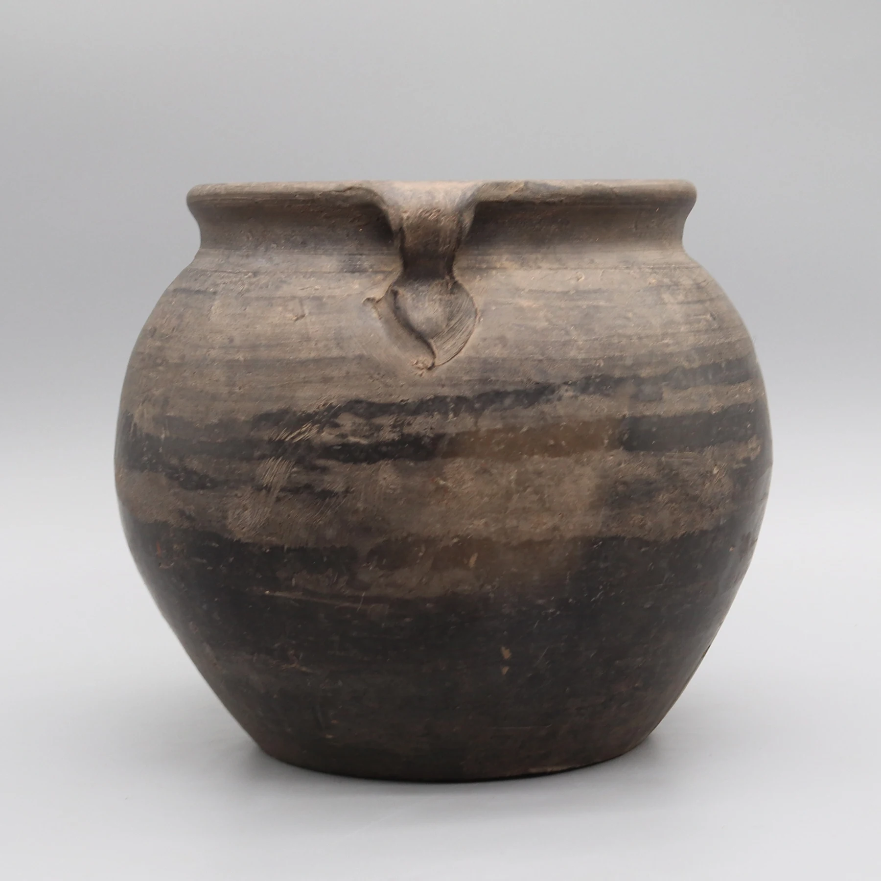 

Old grey pot, black pottery, antique pot, flower vase, home decoration
