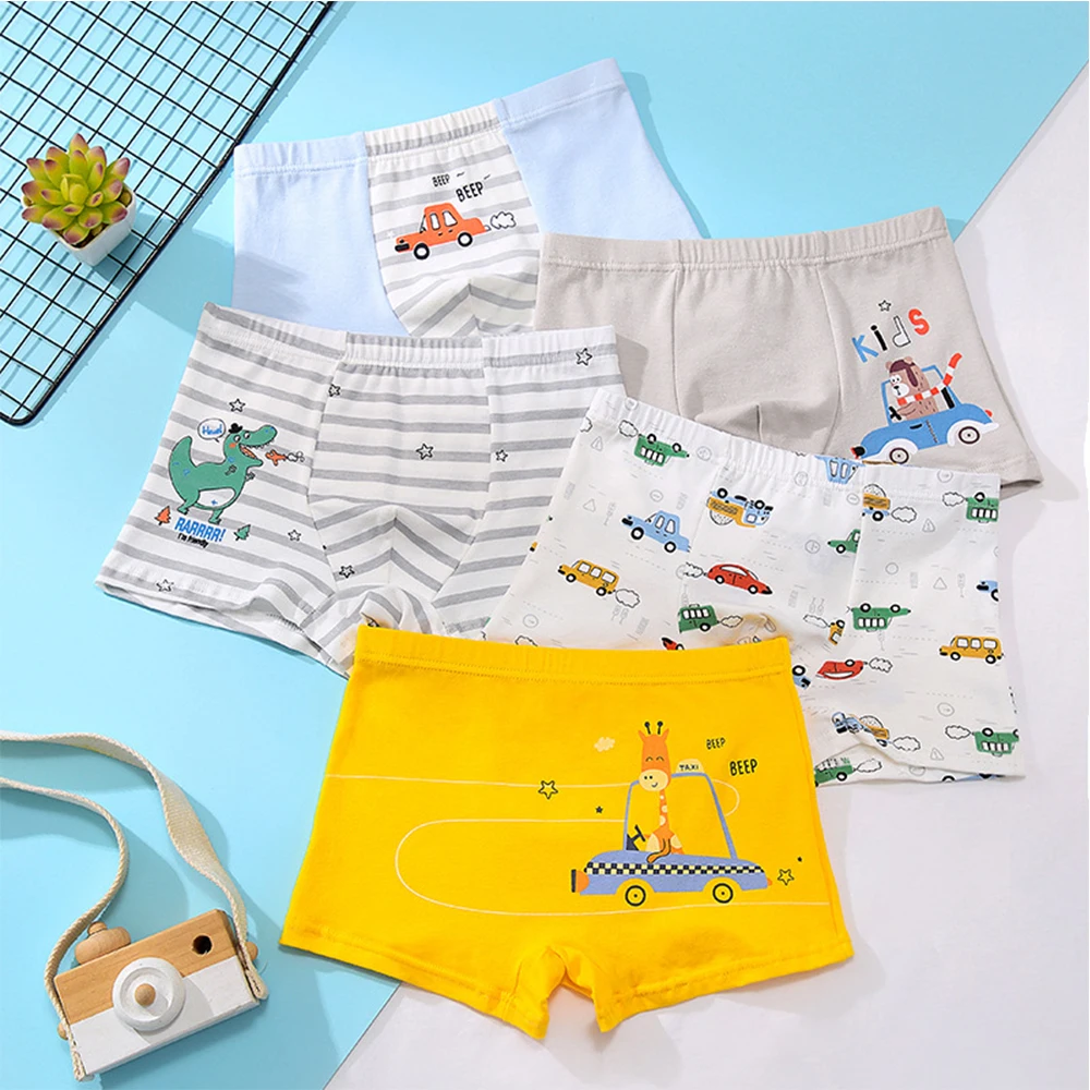 

5pcs/lot Kids Boys Underwear Cartoon Children's Shorts Panties Bear Dinosaurs Car Pattern