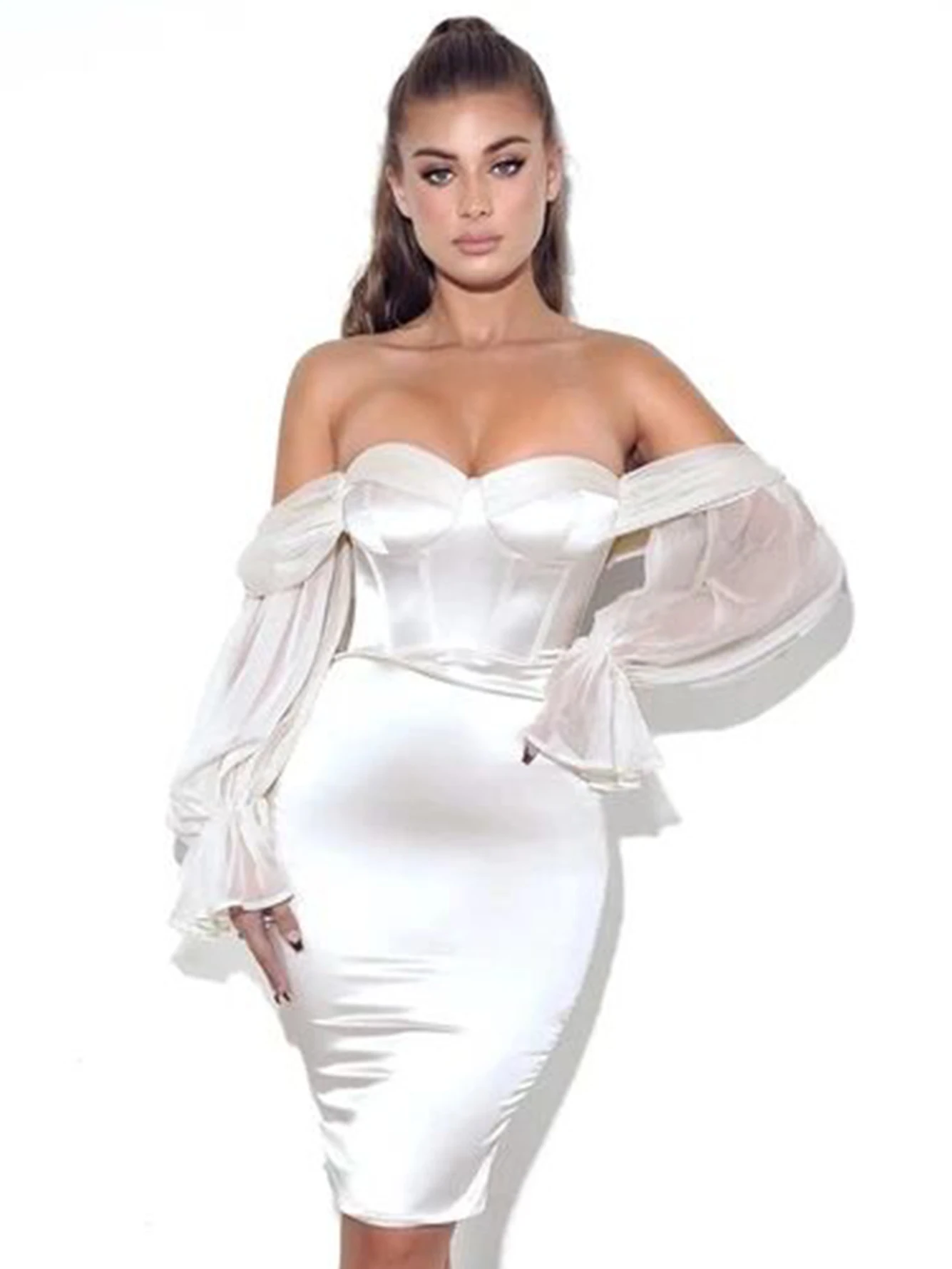 

Adyce 2022 New Summer Women Elegant Off Shoulder Long Sleeve Mini Hot Dress Sexy Lace Celebrity Evening Runway Club Party Dress