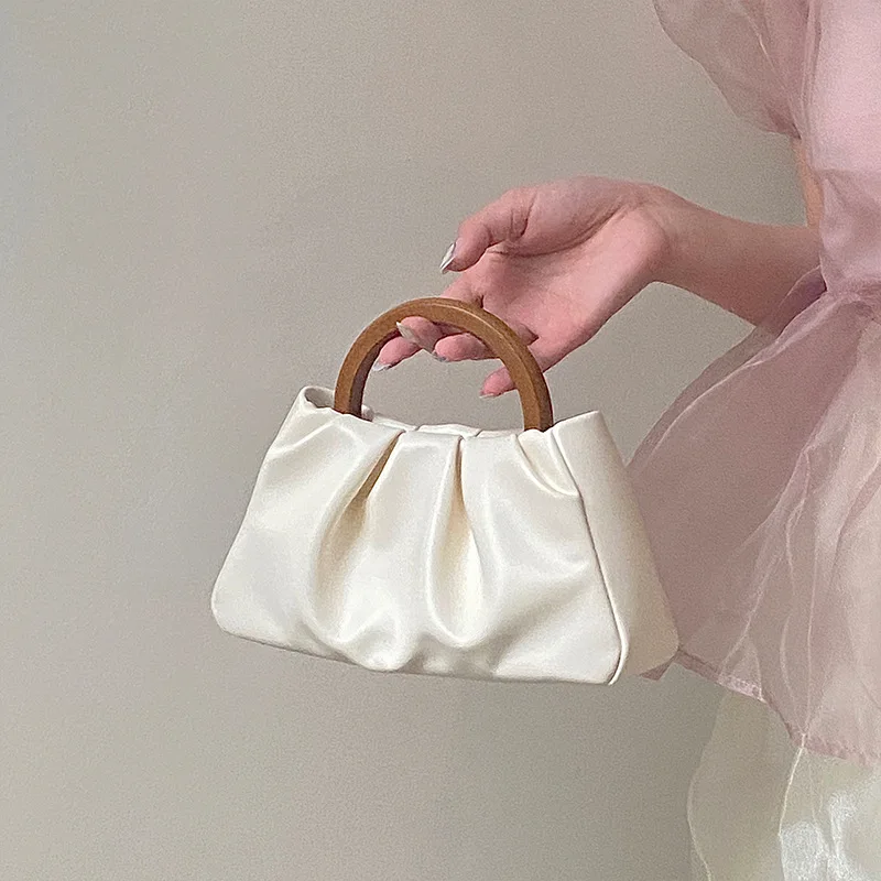 

Women's Bag Timber Handle Luxury Designer Handbags Wrinkle Cloud Small Crossbody Totes Casual Commuting Female Shoulder Bags