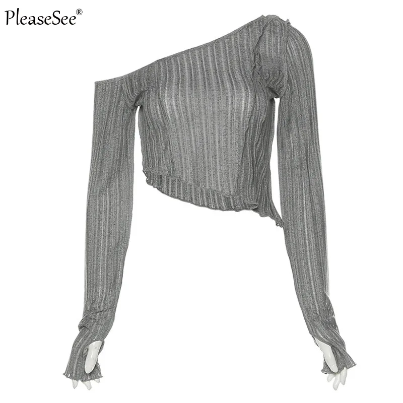 Кроп-Топ женский с косым воротником пикантная уличная одежда модная