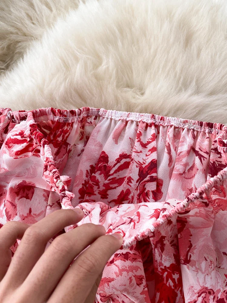 Женский комплект ALPHALMODA укороченный топ с принтом и трапециевидная юбка до