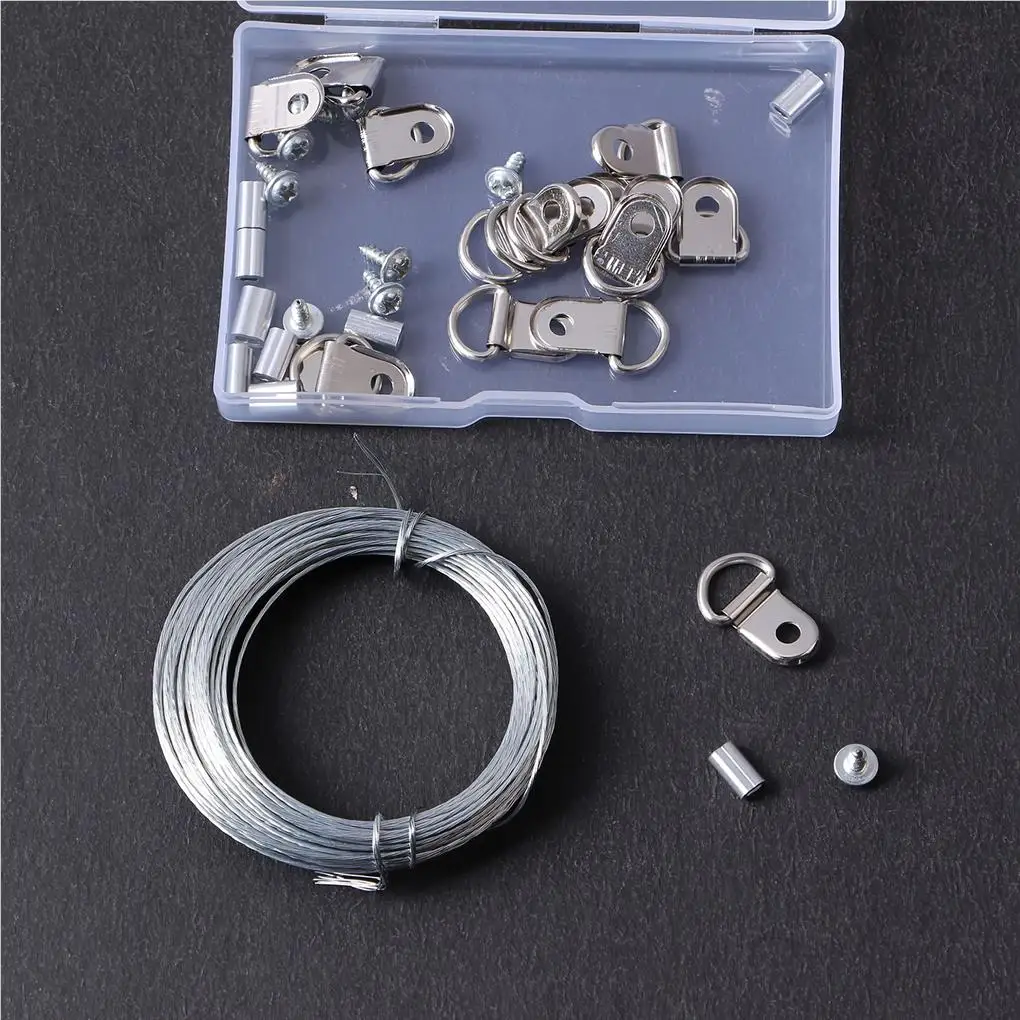 

131 Pieces Photo Frame Hook Set Rustproof D Ring Hooks Kit Stainless Steel Holder with Screws Clock Artwork Wall Decoration