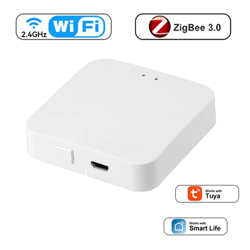 

White Gateway Plastic Gateway Hub Multi Mode Smart Home Bridge Wifi Bluetooth Zigbee Remote Control Work With Alexa Google Home