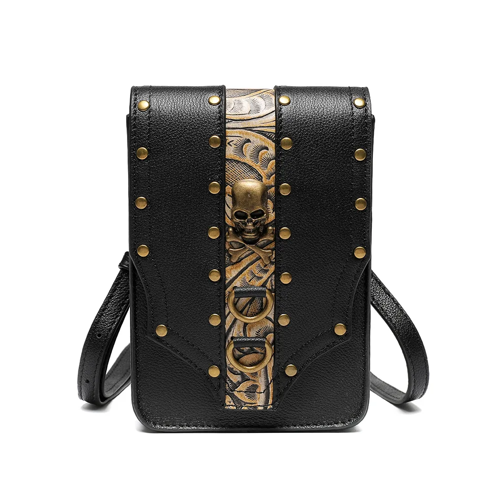 

Кожаная женская сумка на одно плечо, маленькая диагональная квадратная уличная ретро-сумка в стиле панк, Европейский и американский стиль