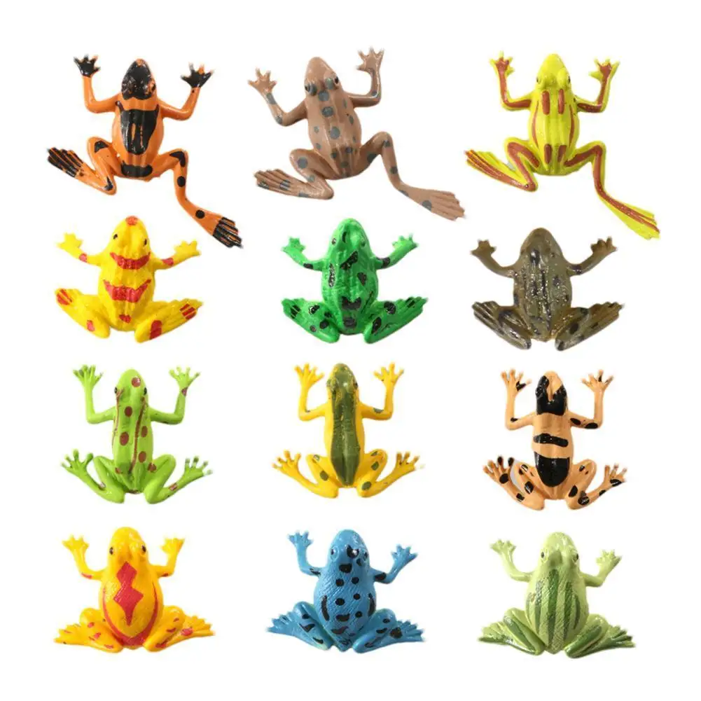 

12pcs Figure Model Plastic Frog Action Figures Kids Toy Set Plastic Frog Animal Realistic Collection Toy Frogs For Kids