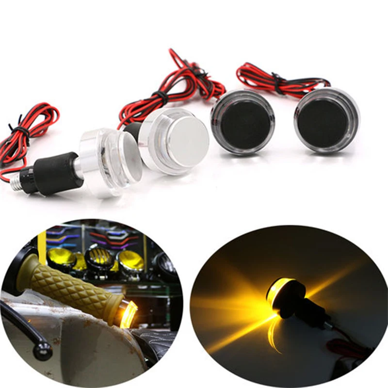 

2pcs Universal Aluminum Alloy Motorcycle Turn Signal 12 LED Light Indicator Blinker Handle Bar End 22cm Handlebar Waterproof