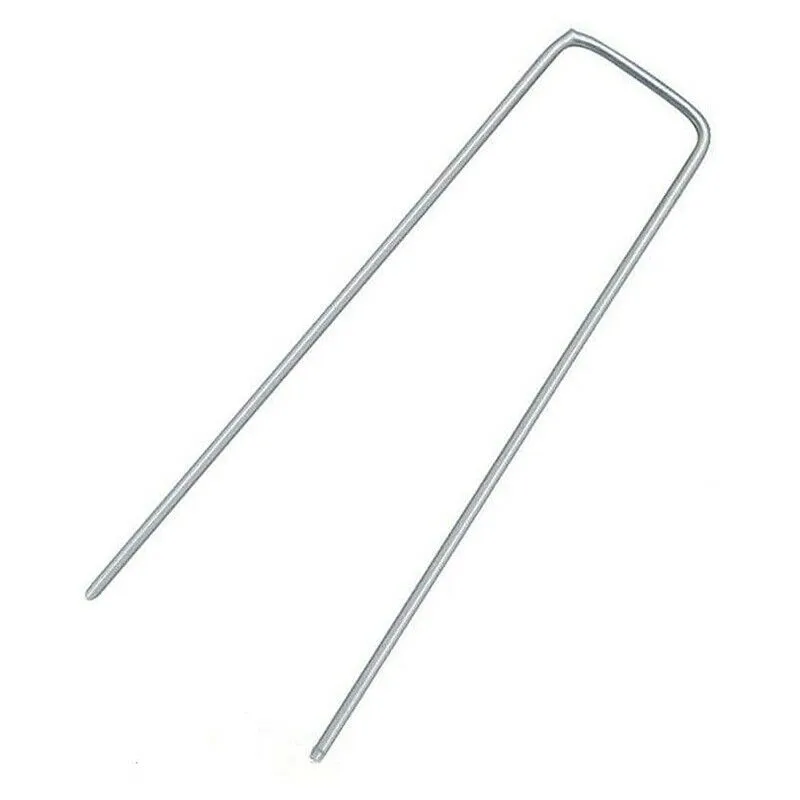 

Pack Of 20 Galvanised Metal Ground U Tent Pegs Gazebo Camping Tarpaulin Hooks Garden Greening Artificial Turf Plant Fixation