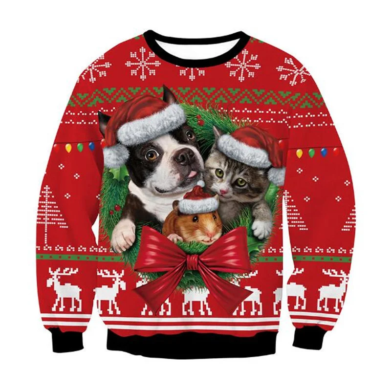 

Christmas Sweaters Green Jumpers 3D Funny Printed Holiday Party Xmas Sweatshirt For Party Birthday Xmas Sweatshirt 2023