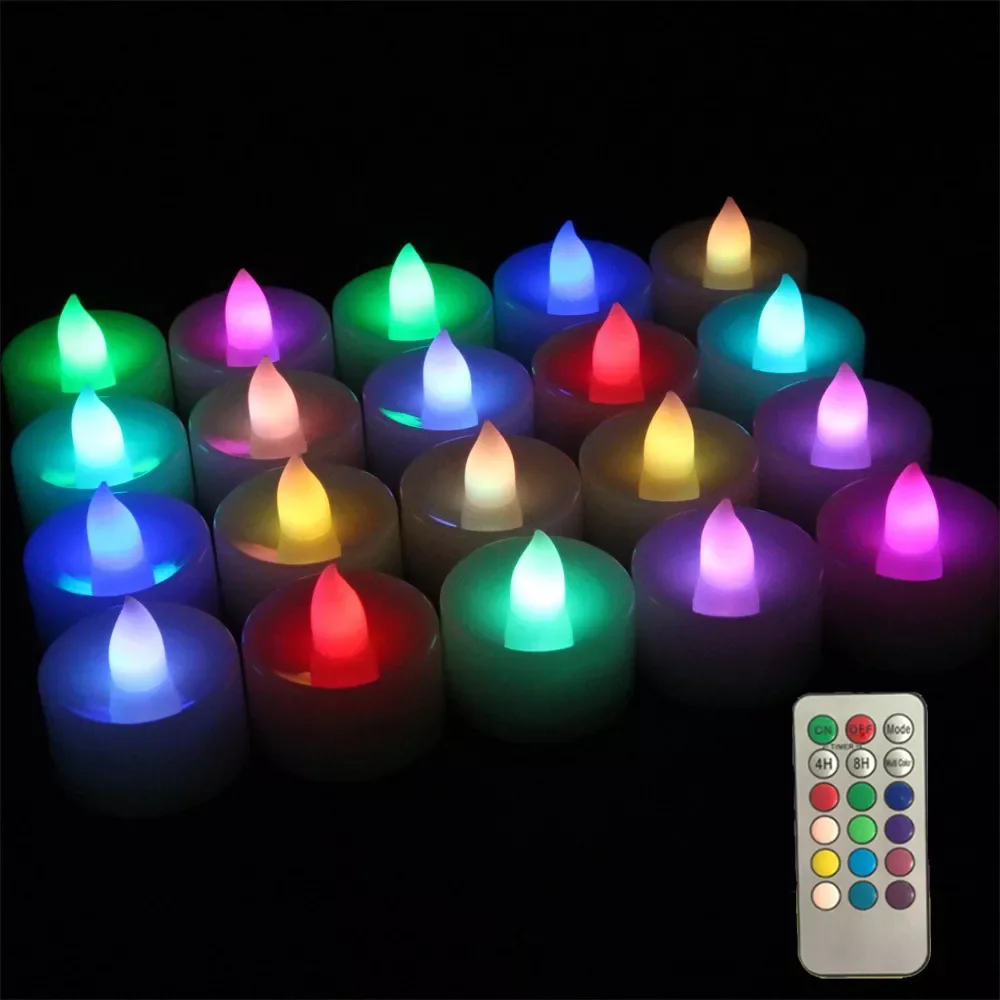 

NEW2023 30x Candle Tea Light RGB Flicker LED Home Bar Lighting Remote Christmas Tree Light DIY Wedding Party Light