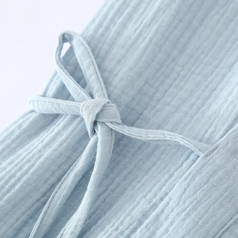 100% хлопок женская и мужская одежда для сна домашняя кимоно с короткими рукавами